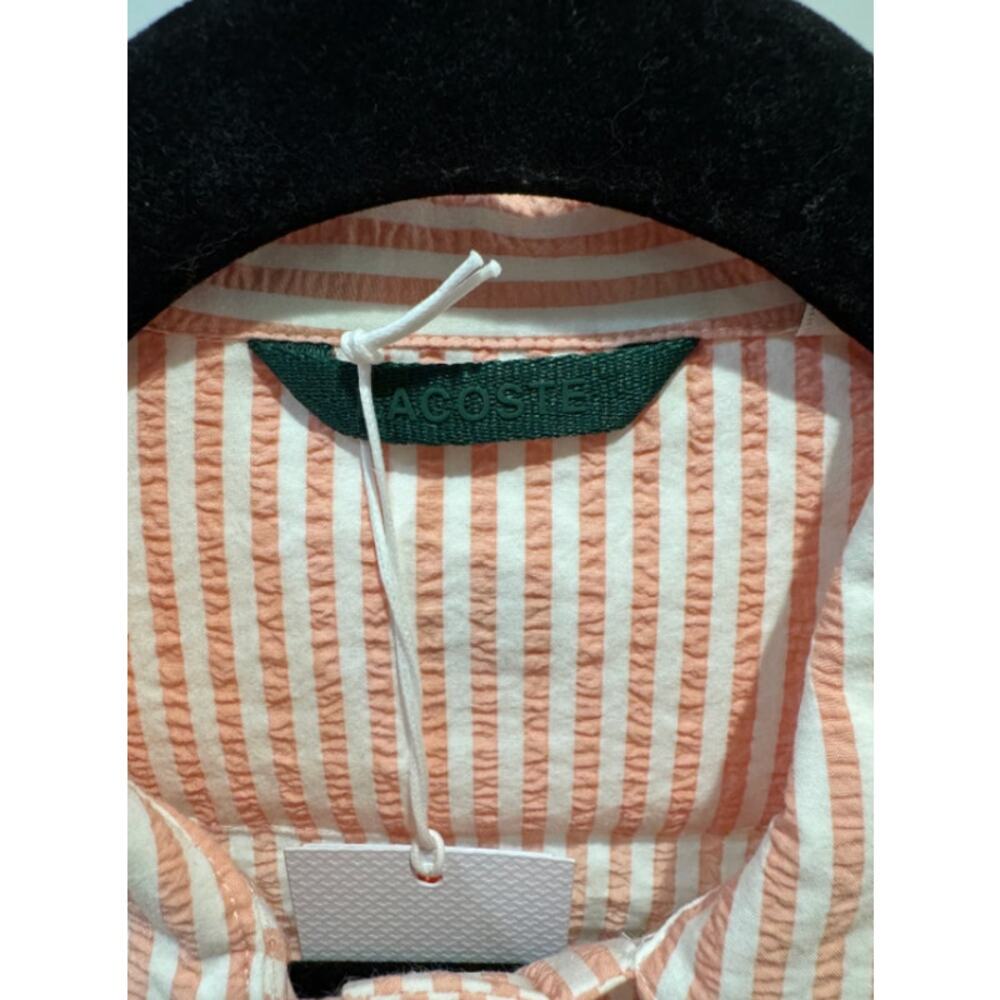 Lacoste Set - Striped Seersucker Jacket with Seersucker Wrap Skirt size 36 US 4 - Picture 4 of 12